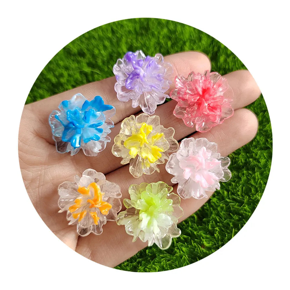 New Novelty 100Pcs Resin Flowers Flat Back Cabochons Embellishments Slime Charms for DIY Phone Case Scrapbooking Jewelry Maki