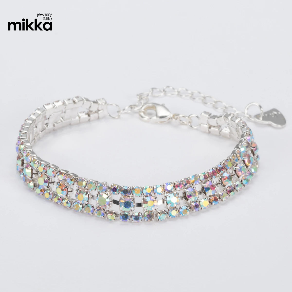 Delicate Princess Gift Bracelets 3 Rows Line Strand Pave Crystal AB Color Rhinestone Bracelets for Girls