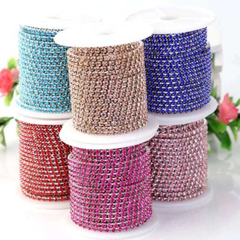 Wholesale Ss6.5 Ss8.5 Ss10 Ss12 Ss16 Rhinestone Cup Chain Clothing Decoration Rhinestone Trim Rhinestone Chain
