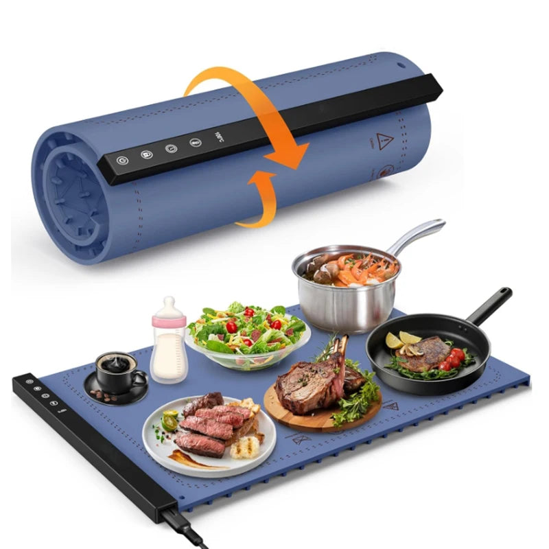 Warming Trays for Buffets Party Silicone Heating Mat for Food with 6 Temperature Settings Rollable Food Warmer Plate for Sabb
