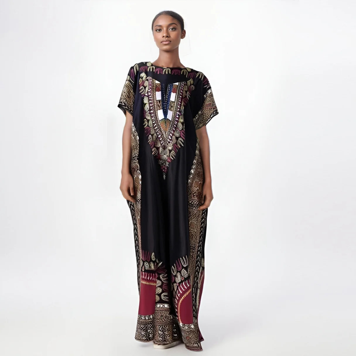 New Fashion Hot Selling Summer Polychrome  Ethnic Loose African Printed Women Casual Dress