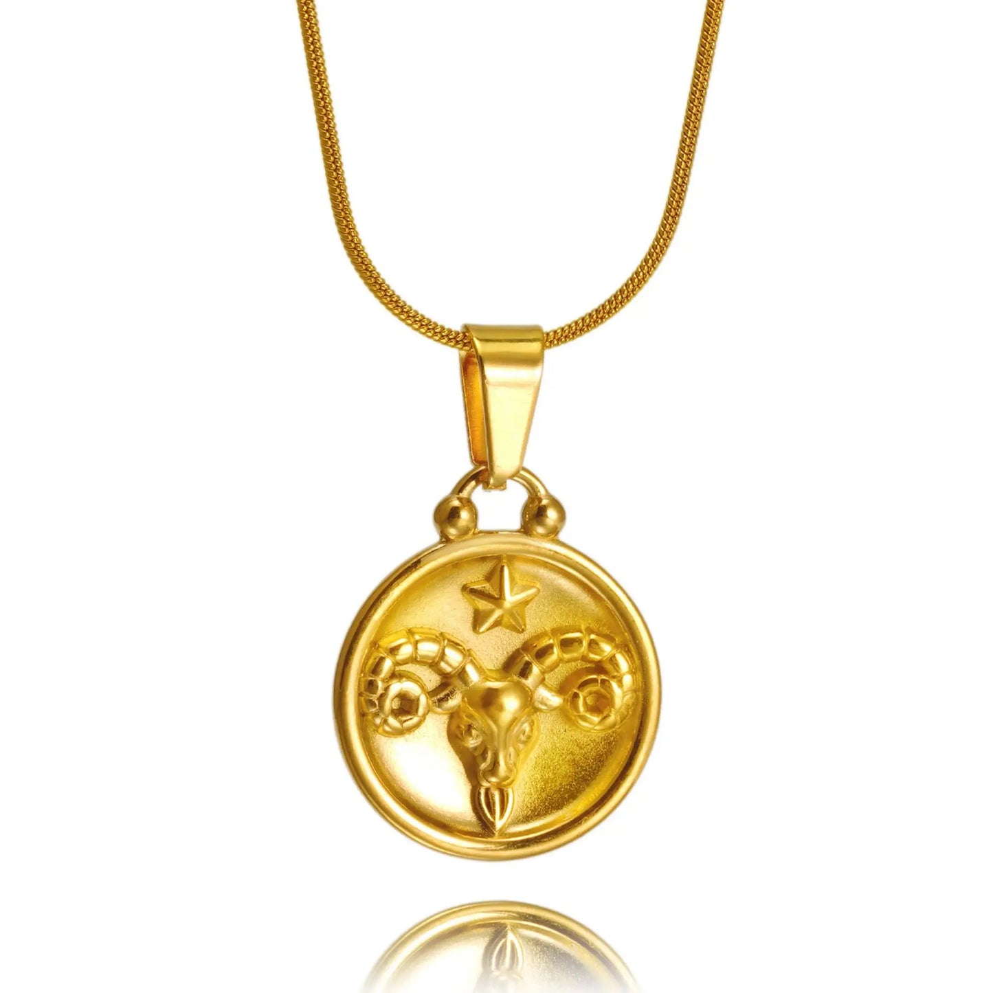 Fashion 12 Zodiac Signs Signs Pendant Necklace 18K Gold Plated  Waterproof Stainless Stain Necklace HOT Sale