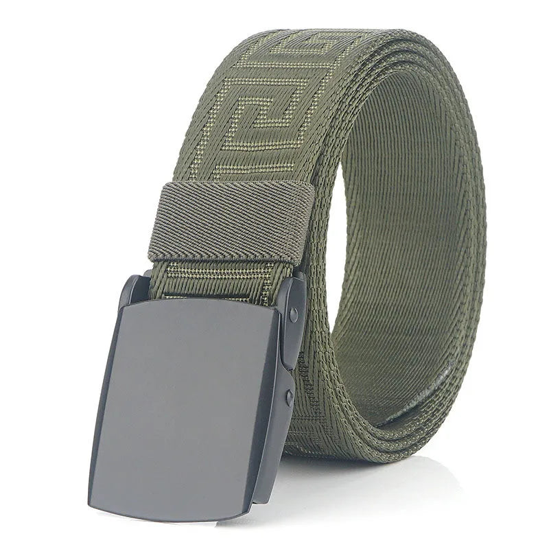 Customized Logo Tactical Cotton Canvas Fabric Belts for Men with Black Double Needle Buckle All Seasons Fashion Trend