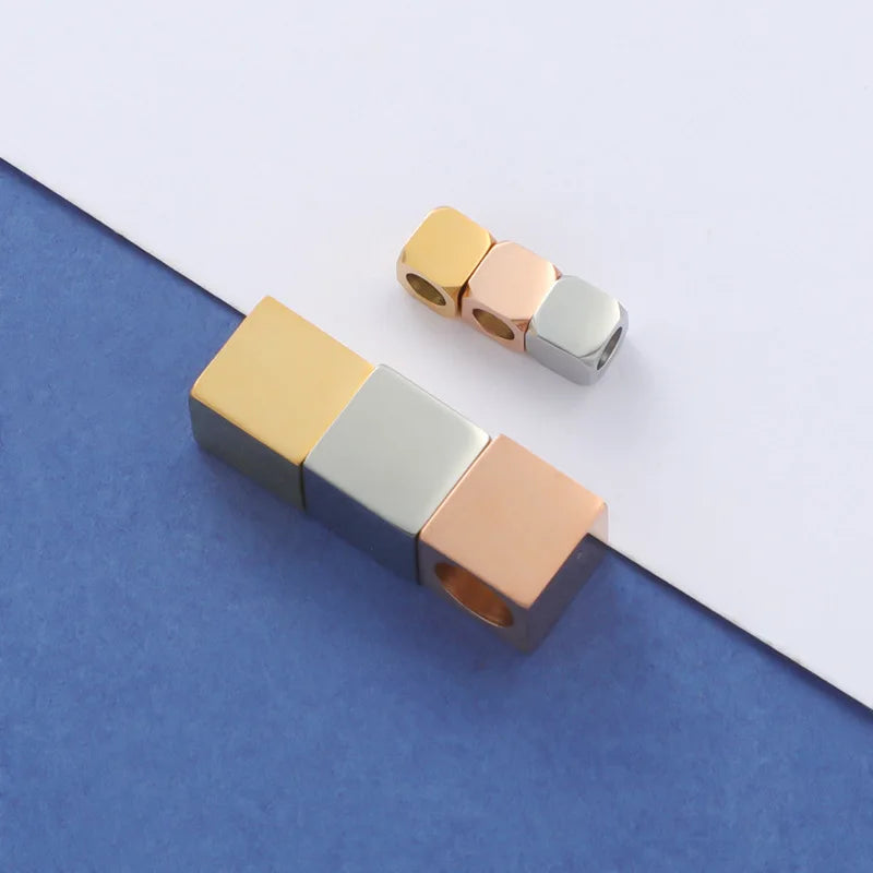 Limited Stainless Steel Round Corners Square Bracelet Spacer Beads Gold Plated Large Square Loose Beads for Jewelry Making