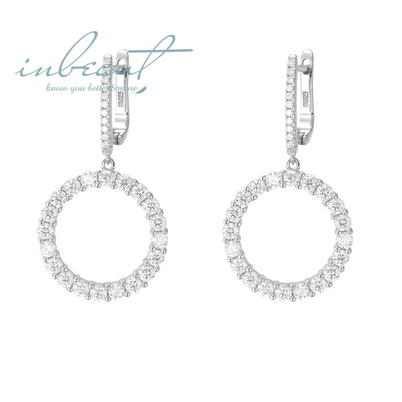 Silver 925 Original Total 4 Ct Round Brilliant Cut Diamond Test Past D Color Moissanite Wedding Drop Earrings Gemstone Jewelr