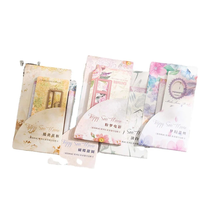 10 Pieces/Pack Long Border Card Fog Sea Painting Series Artistic Style DIY Journal Decoration Base Paper 6 Models