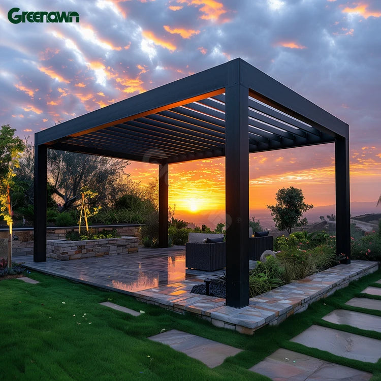 Garden Adjustable Outdoor Gazebo Customized Modern Bioclimatic Motorized Aluminium Louvered Pergola