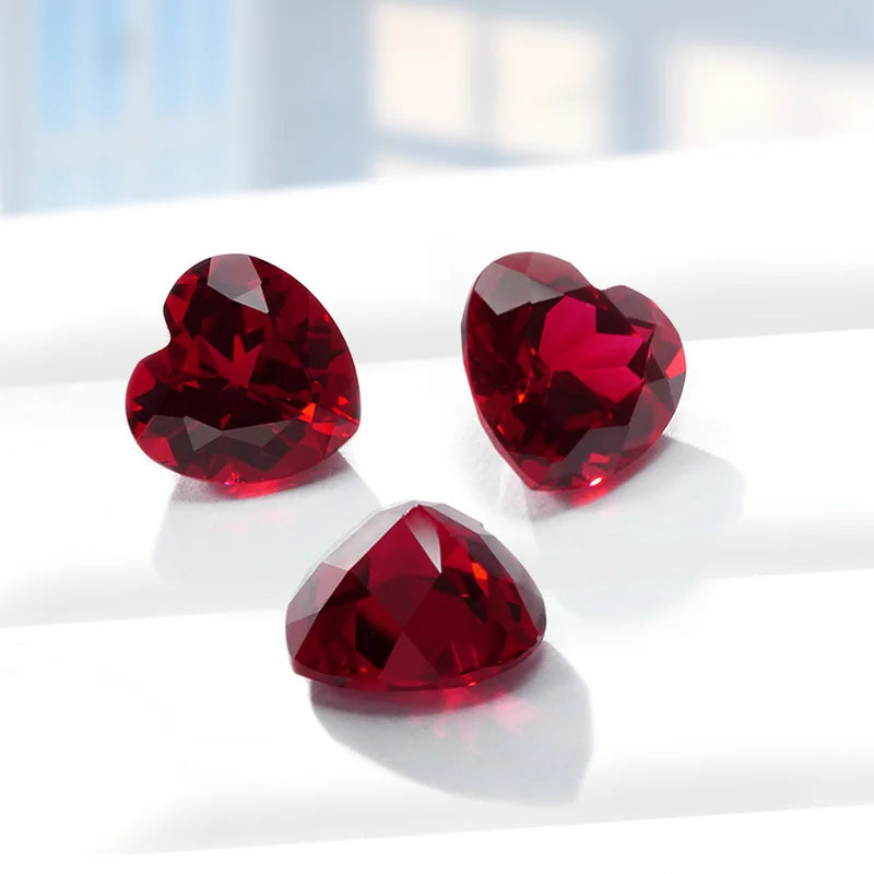 Created Loose Synthetic Wholesale Heart Fancy Cut 3*3~12*12mm Lab Grown Ruby Gemstones
