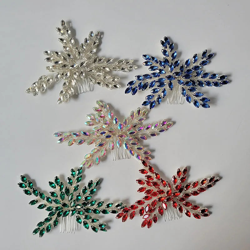 SLBRIDAL Alloy Rhinestones Colorful Crystal Bridal Hair Comb Wedding Headpieces Hair Accessories Bridesmaids Women Girls Jewe