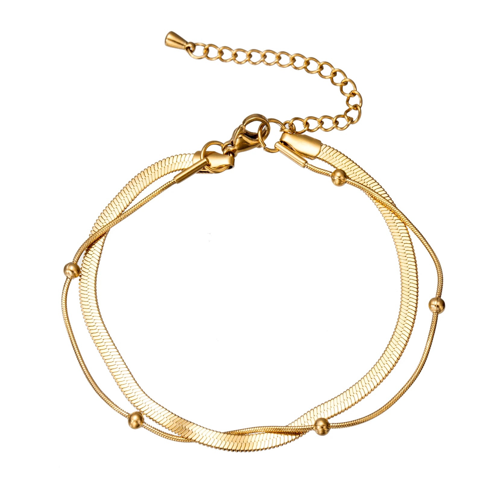 Wholesale No Fade Simple Titanium Steel Bracelet Design Stainless Steel Snaked Bone Shaped Layered Bracelet