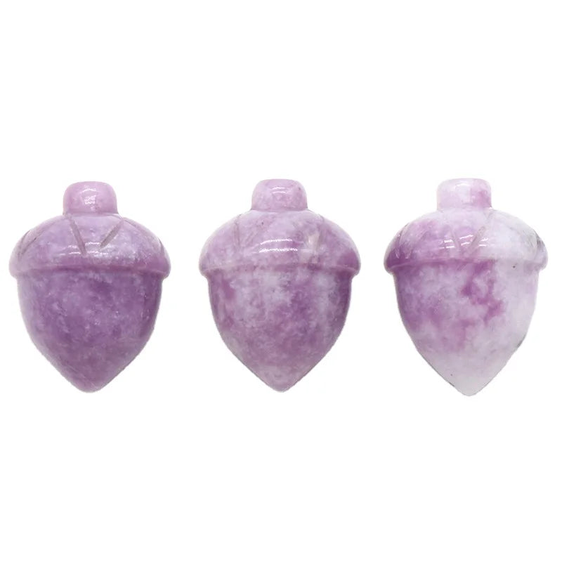 Hand Carving Christmas Lepidolite Pine Nuts Natural Stone Hand Made Carved Crystal Pinecone for Decoration