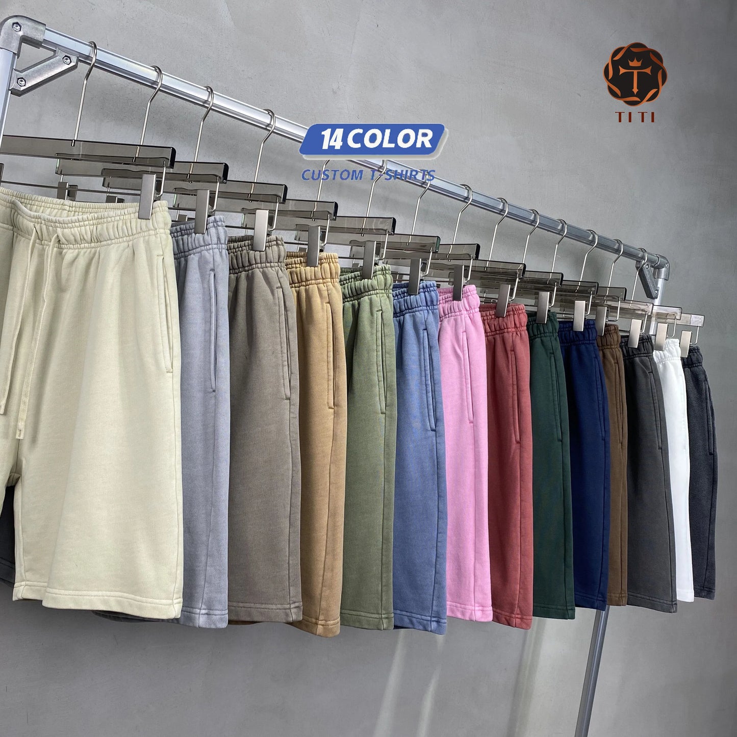 TITI Custom Vintage 100% Cotton All Men Sweat Mesh Shorts 3D Screen Foam Puff Print Embroidered Sporty Style Elastic Waist