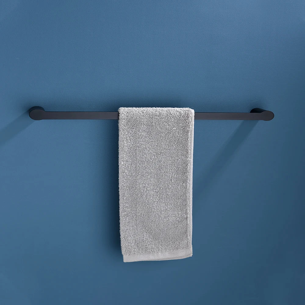 Black Stainless Steel Wall Mounted Towel Rack Hanging Holder Accessories Bathroom Towel Holder Shelf Hanger