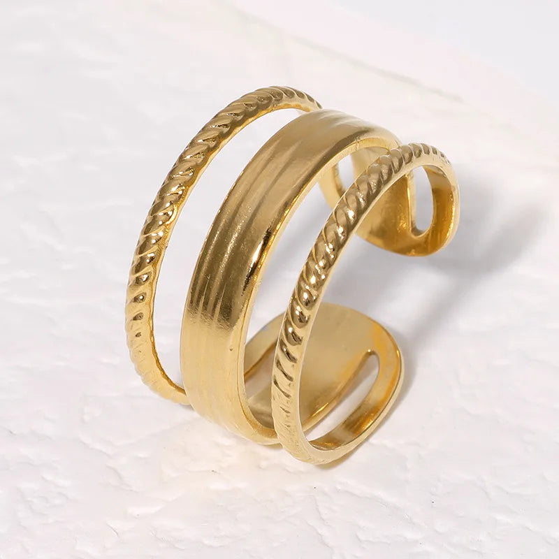 Beimai OEM Ring Women's Simple Retro Gold-plated Titanium Steel Open Ring