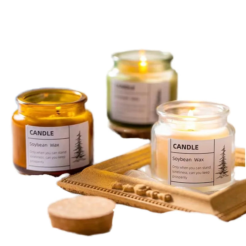 Best-Selling 100ml 200ml Transparent Green Amber Small Candle Jars Cork for Glass Candle Holders Lanterns Jars This Christmas