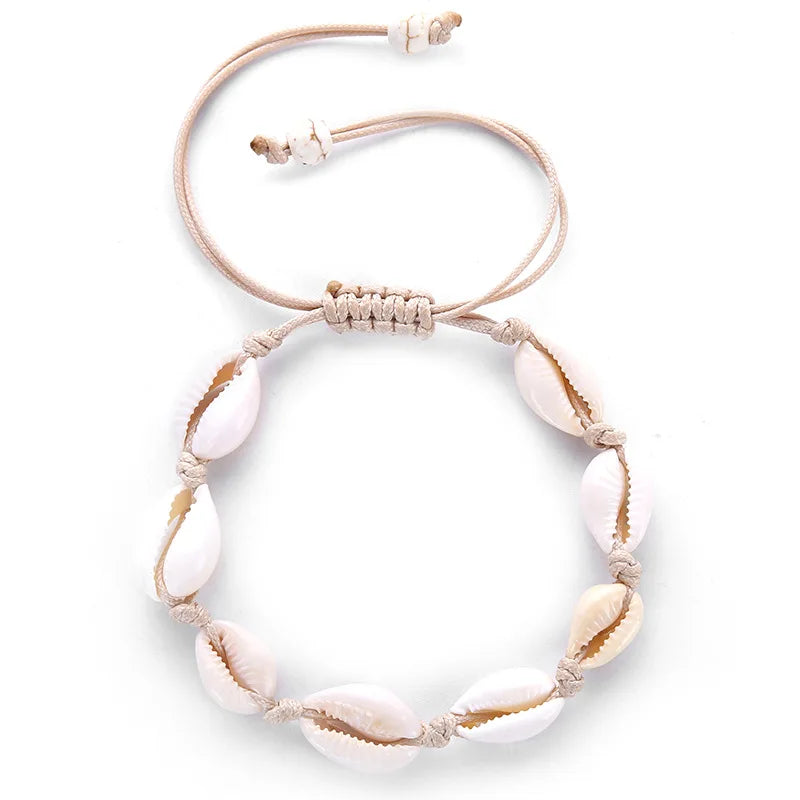 Hot Selling New Product Ideas Fashion Simple Style Handmade Braided Shell Woven Adjustable Bracelets for Women