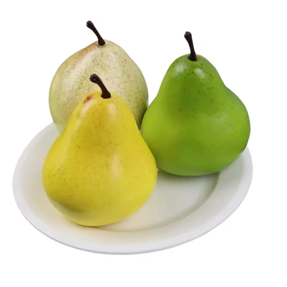 Artificial Faux Foam Pear Yellow Green Lifelike 8cm-9cm Home Decor Thanksgiving Staging Props