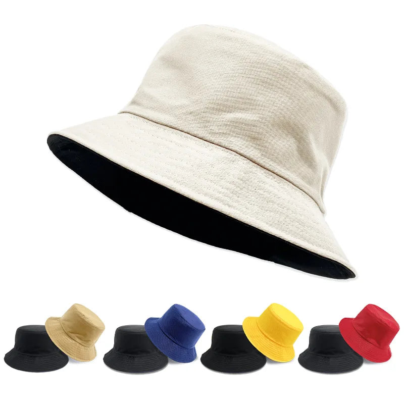 Wholesale Cheap Reversible Bucket Sun Hat for Men Women Solid Color Designer Protection Brim Cap Cartoon Leaf for Casual Fish