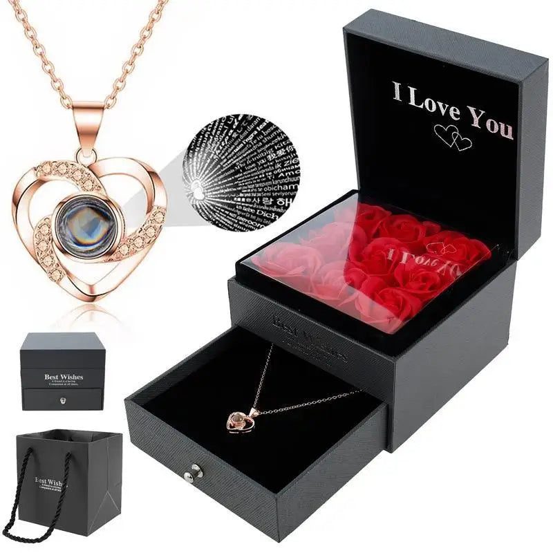 Necklace Female Ornament Artificial Flower Gift Box Christmas Valentine's Mother's Day Gift Valentines Day Gift Z194