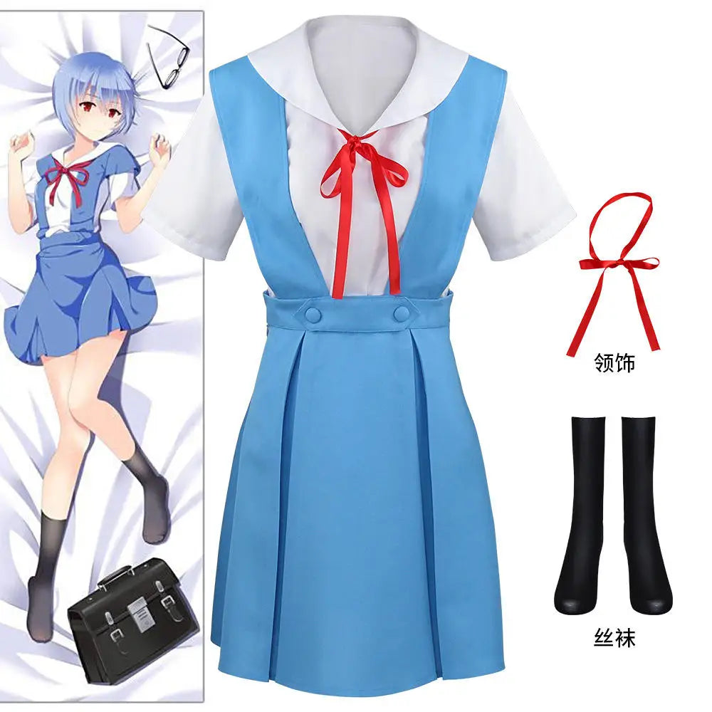Adult Anime Girls Summer Dress Asuka Ayanami Rei Soryu Tokyo Cosplay Maid Costume Women Adult Suits JK Uniform
