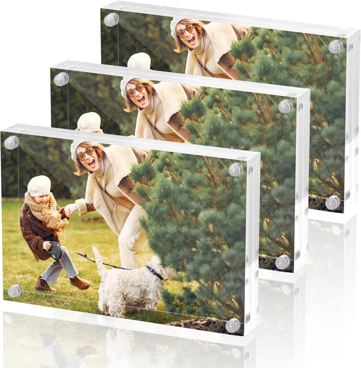 Clear Magnetic Photo Frame with Clear Glass and Acrylic Customizable Sizes Logo Options Printing Methods