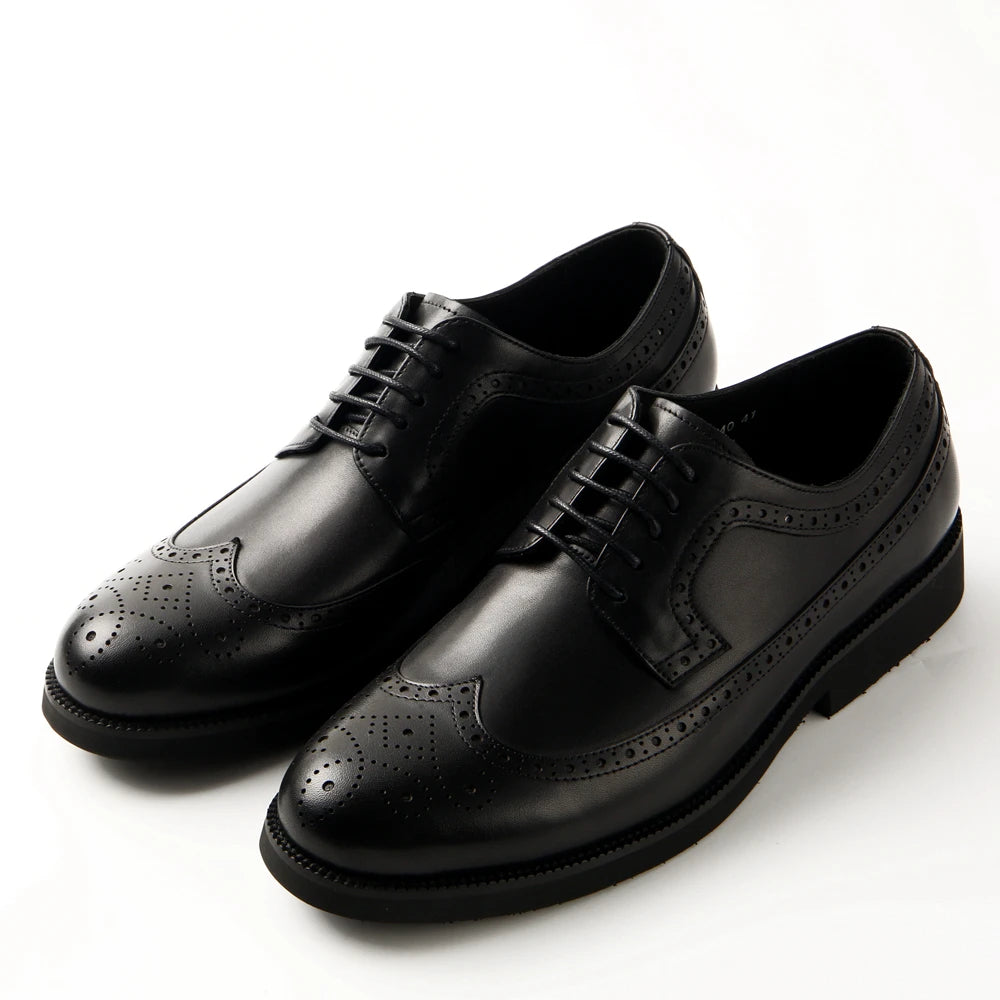 Vintage Italy Genuine Leather Derby Shoes for Men Brogue Style Casual Upper with EVA Insole Waterproof Business Party Daily L