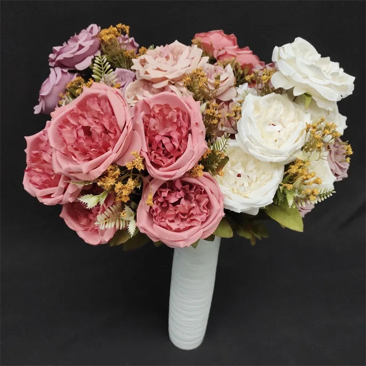 Centerpiece Flower European 11-head Heart Rose decoration mariage artificial flowers decorative