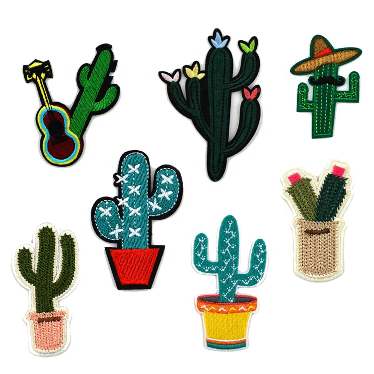 Free Sample Cute Free Sample Custom Cactus Fruit Strawberry Chenille Iron on Embroidery Patches for Clothing