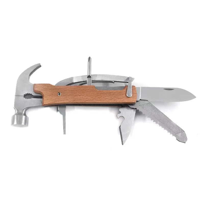 Industrial Grade Multi Tool Hammer Nail Hammer Jiayang KA135 Stainless Steel/Wood Handle OEM Pocket Knife Spring Action Plier