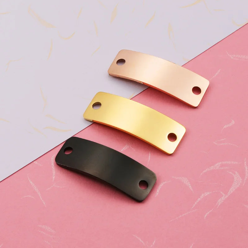 Custom Name Rainbow Curved Bar Connector Bracelet Connector Stainless Steel Rectangle Blank Bracelet DIY Making