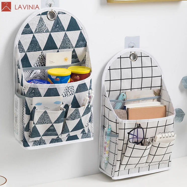 Lavinia Wholesale Cotton Fabric Wall Storage Bag Organizer Elegant Storage Bags for Room or Bathroom