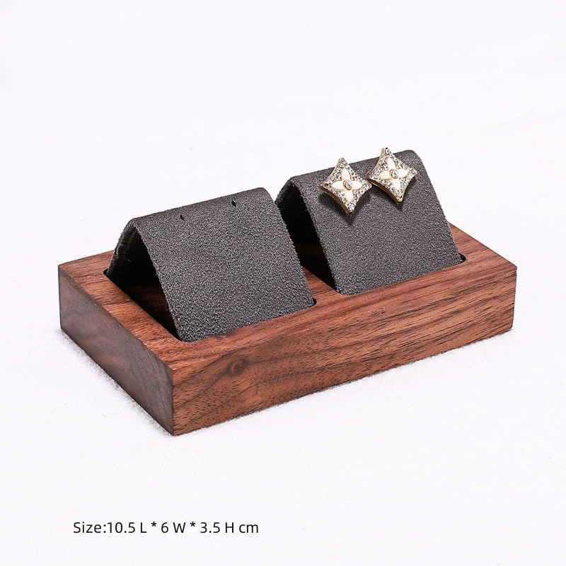 Luxury 2 Pair Earrings Walnut Wood Jewelry Earrings Stand Holder Display Pendientes Orecchini Rack Organizer