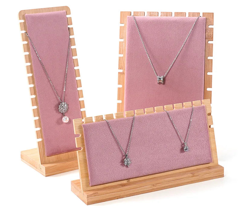 Fashion Velvet Pendant Bracelet Necklace Jewelry Display Stand Wooden Removable Design Custom Logo Factory Direct OEM Availab