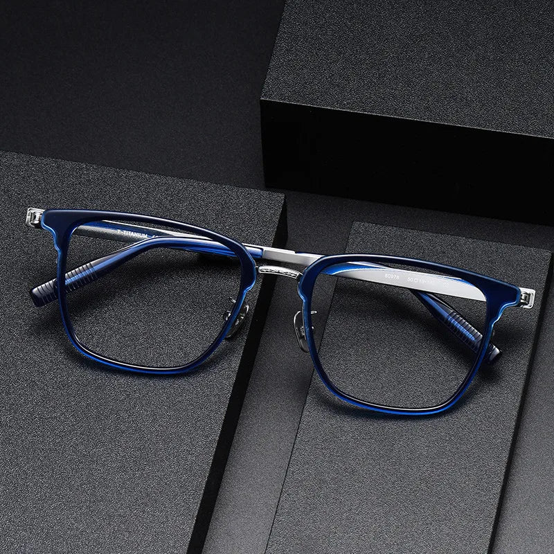 CS80978 Prescription Square Frames Titanium Eyewear Hand Made Textured Unisex Customer Logo Optical Frame