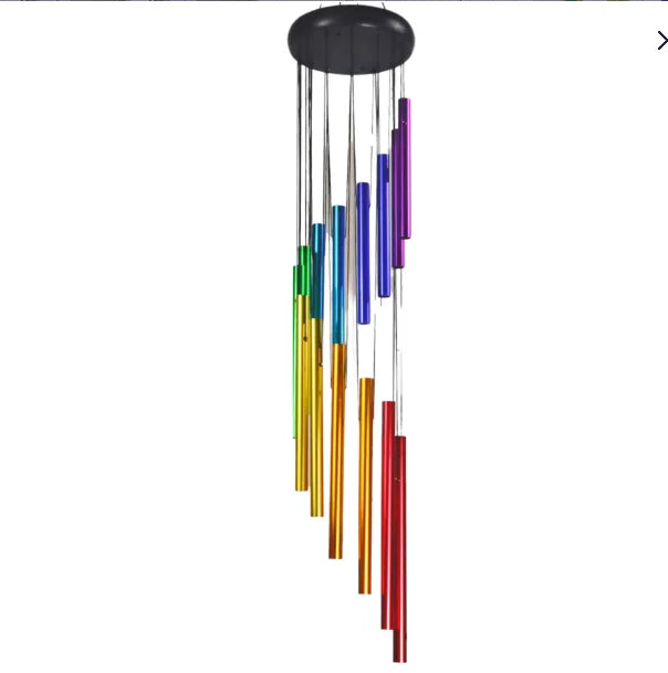 Wholesale 12-Tube Solid Wood Tuning High Sensitivity Rotating Wind Sensor Aluminum Tube Metal Wind Chime Garden Ornament