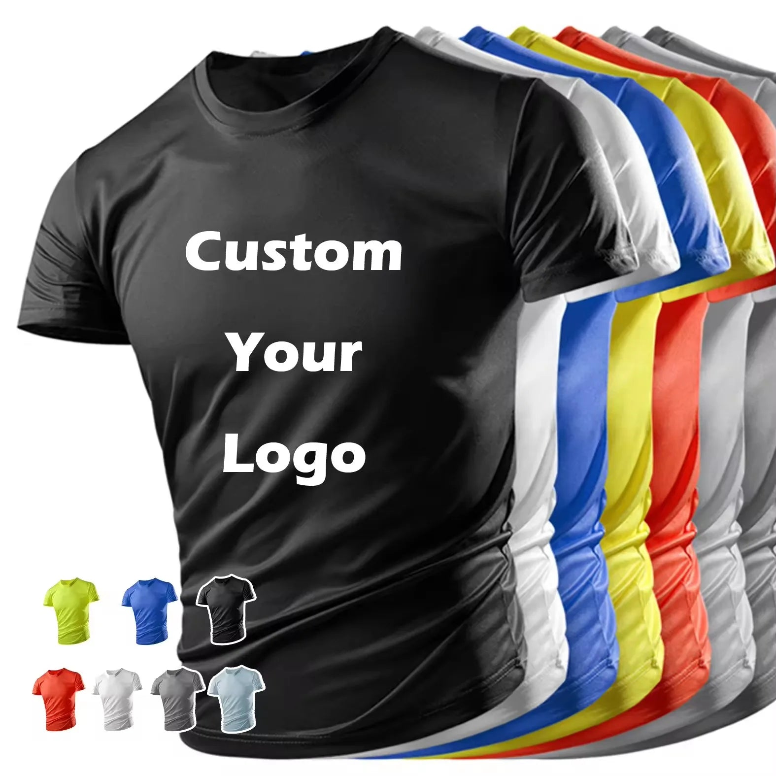 Plain Men's Unisex Gym Sports T-Shirt Polyester Knitted Fabric Quick Dry Fit Breathable Eco-Friendly Silk Screen Printing Log