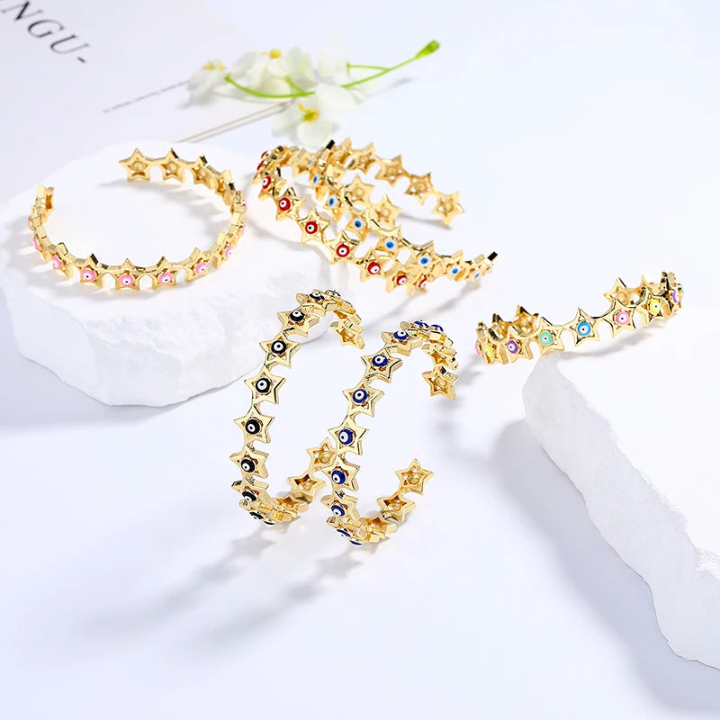 Mystical Charm Wholesale 18K Brass Gold Plated Cubic Zirconia Devil'S Eye Bracelet Fashion Jewelry