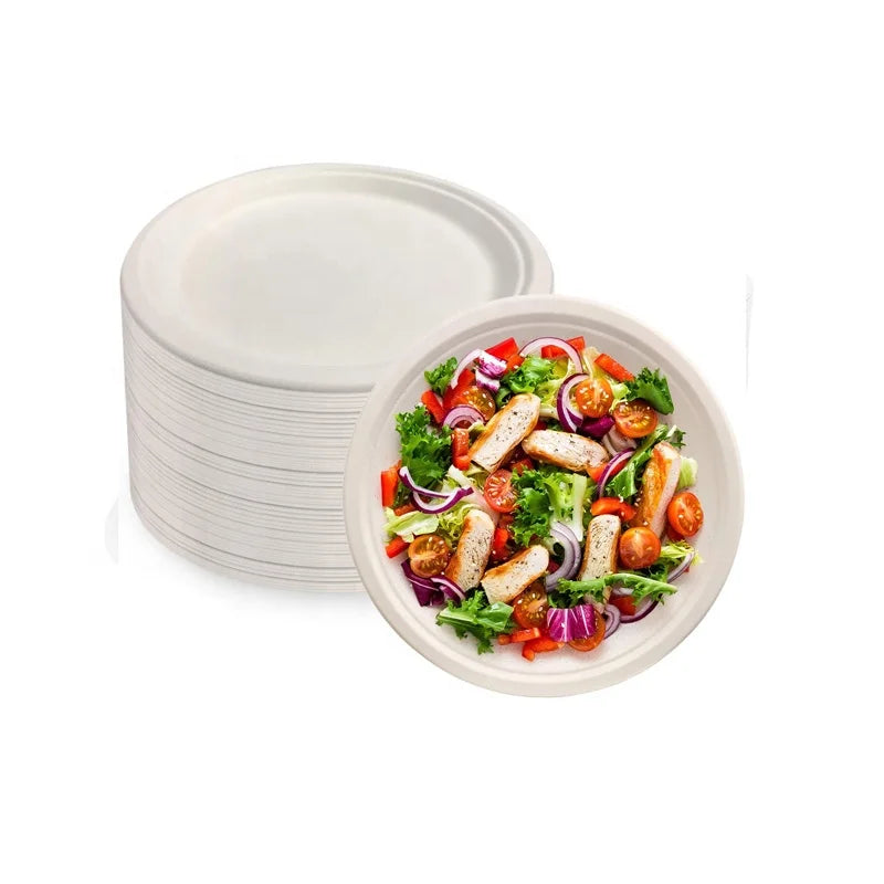 9 Inch Eco-Friendly Biodegradable Oval Plates Disposable Sugarcane Tableware Bagasse Compostable Materials Wedding Food Servi