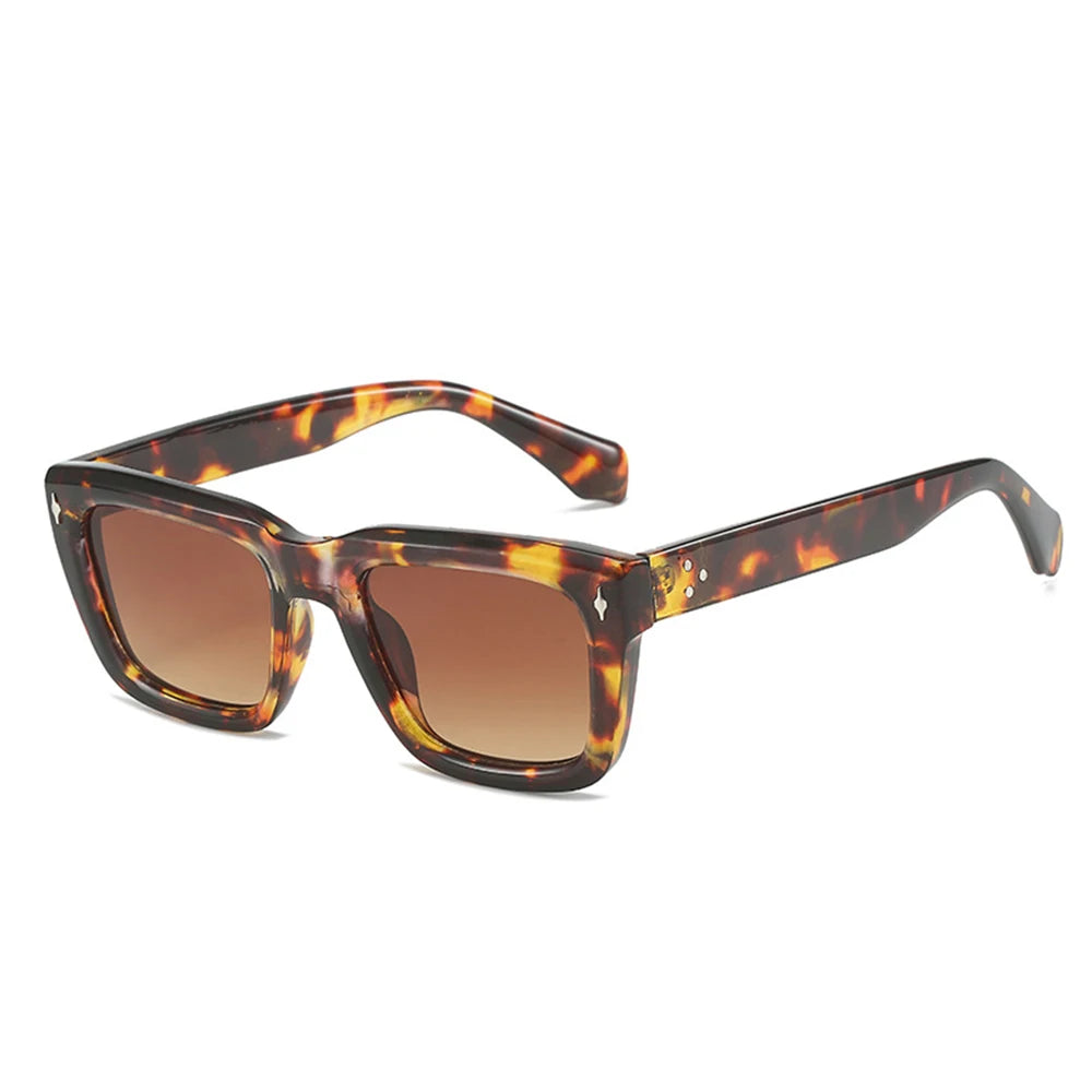 STORY W196 Retro Rivet Thick Frame Rectangle Sunglasses Women Men 2023 Brand Designer Vintage Tortoiseshell Square Sun Glasse