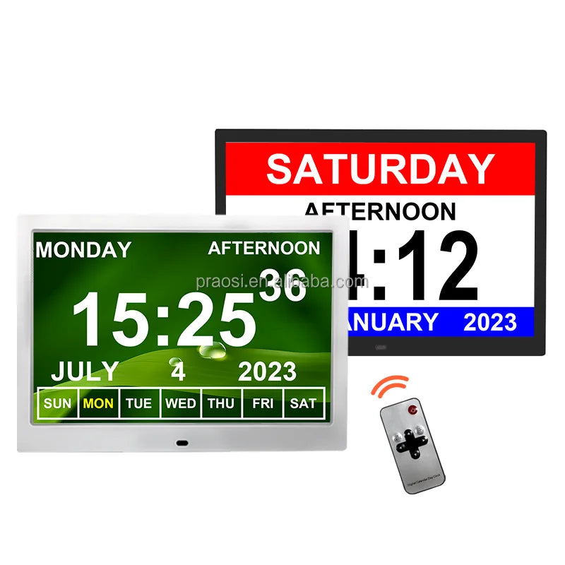 Hot Selling Big Screen Multi Languages Dementia Digital Clock for Vision Impaired With Blue Red White Black Color