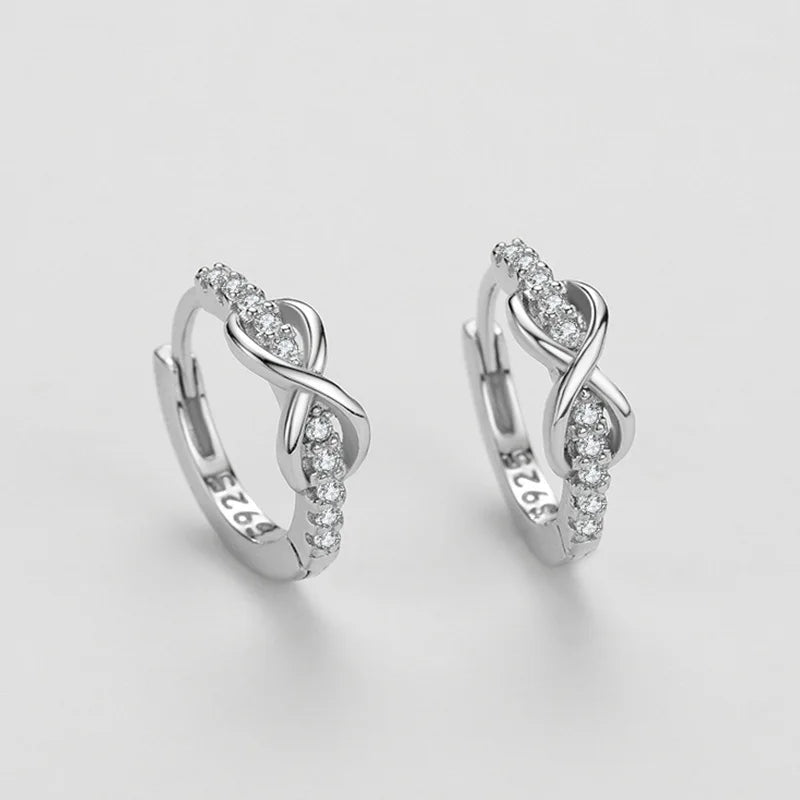 Factory Wholesale Fashion 925 Sterling Silver Design Infinity Earrings Zircon Eternity Engagement Wedding Earrings for Women