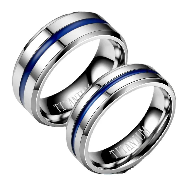 2025 New Trendy Customization Silver Plated Stainless Steel Polished Enamel Rings Stainless Steel Rings Couple Rings for Men