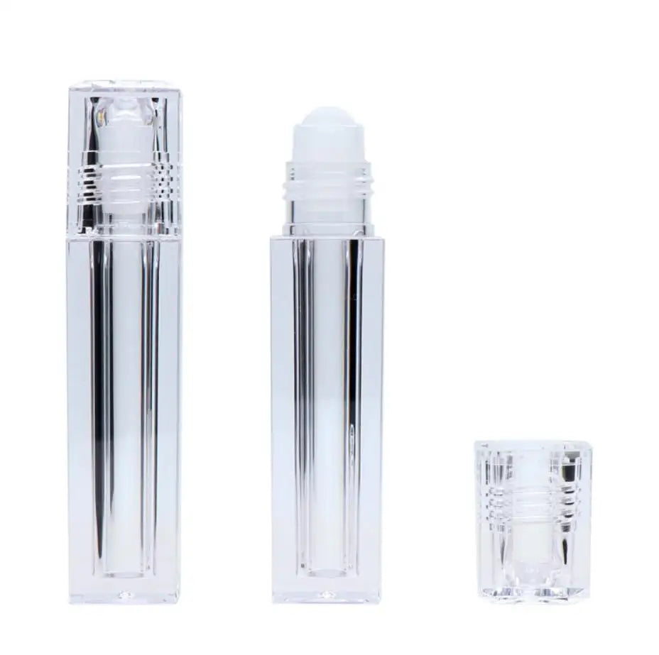 Wholesale 6.5ml Square Clear Lip Oil Bottle Roller Ball Lip Gloss Tube Packaging Empty Plastic Roll on Lipgloss Container