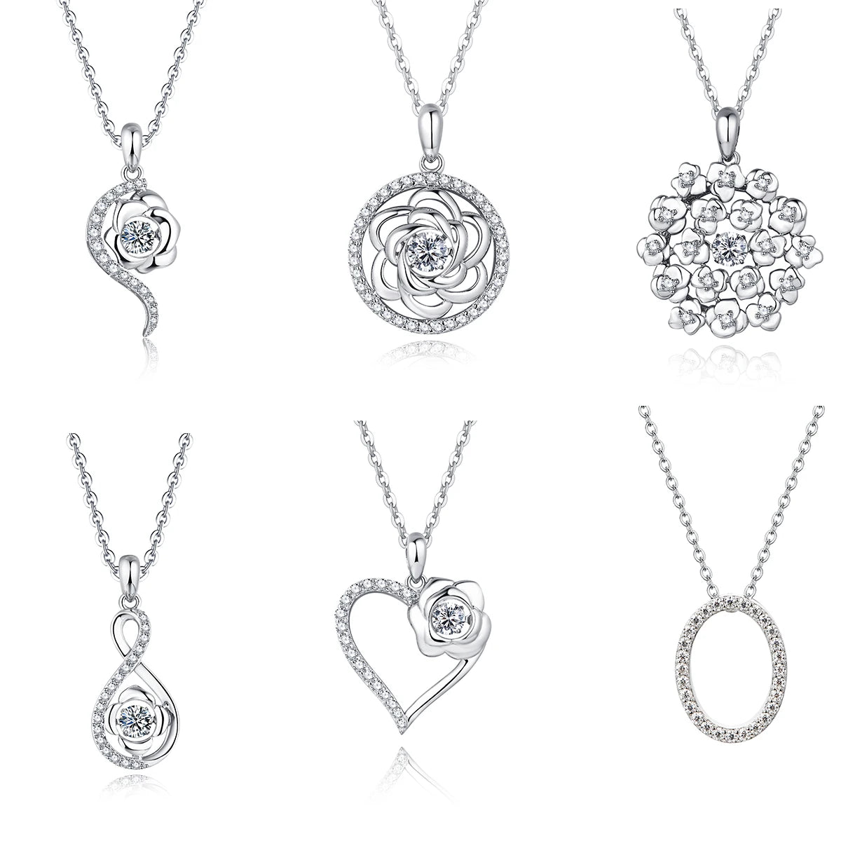 Wholesale Women Luxury D Color Flower Shape  Big Size Moissanite Pendant 925 Sterling Silver Necklace Pendant