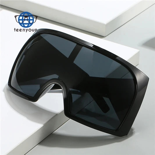 Teenyoun 2024 Trend Uv400 One Piece Wrap Around Custom Logo Designer Windproof Y2k Glasses Oversized Big Sunglasses Wholesale