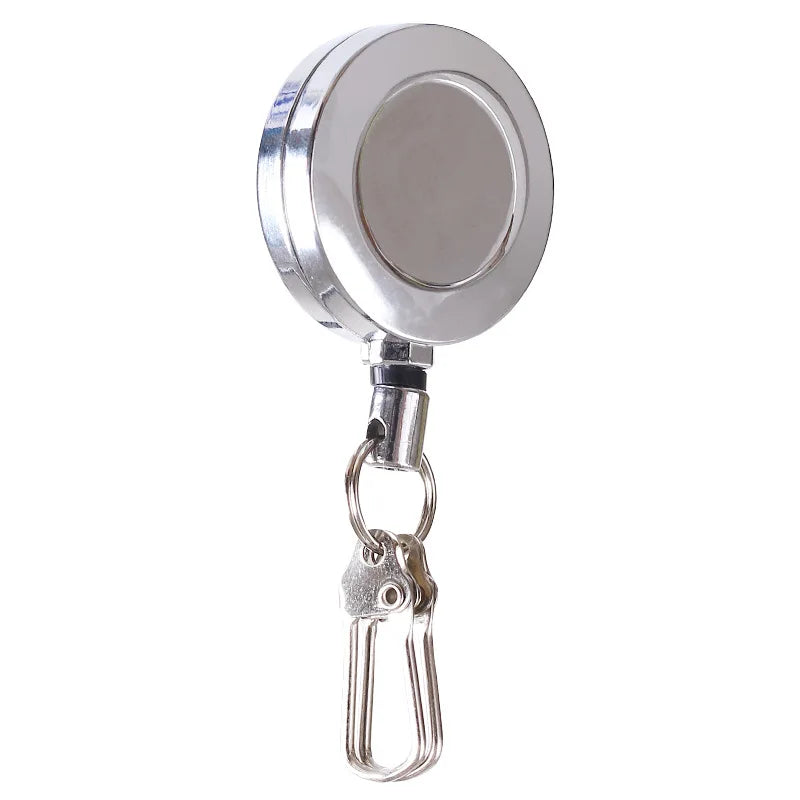 Outdoor Zinc Alloy Clipped Pull Peels Round Automatic Retractable Keychain Fishing Reel