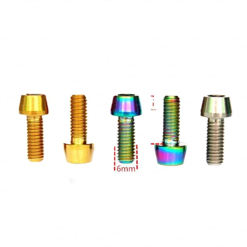 SDPSI DCT M6x15mm Ti/Golden/Rainbow GR5 TC4 Titanium Cone Head Bolts for Bicycle Brake