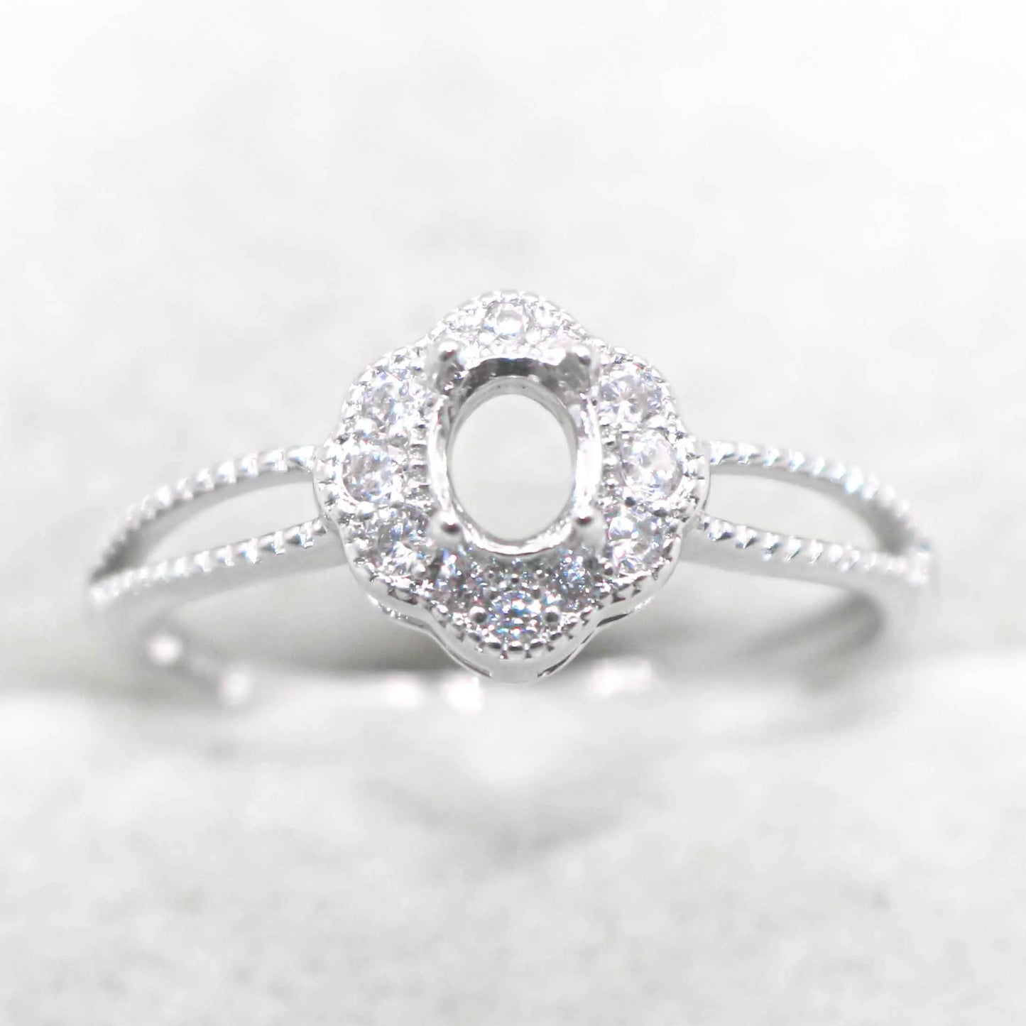 Semi Mount 4*5mm Sterling Silver Ring Frame Empty Blank Support Claw Setting S925 Base Holder Without Center Stone for DIY In