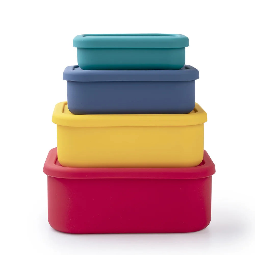 300/700/1300/2100ml BPA Free Dishwasher Safe Airtight  Silicone Food Storage Containers Rectangle Silicone Lunch Boxes