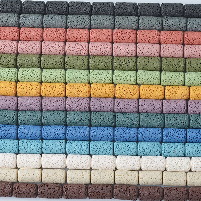 Wholesale 10 * 15mm Colorful Volcanic Stone Beads Scattering Material Cylinder lava Stone Beads